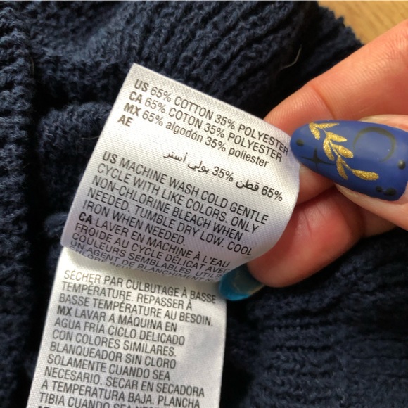 Navy Blue cotton/poly blend sweater by INC - Picture 7 of 11